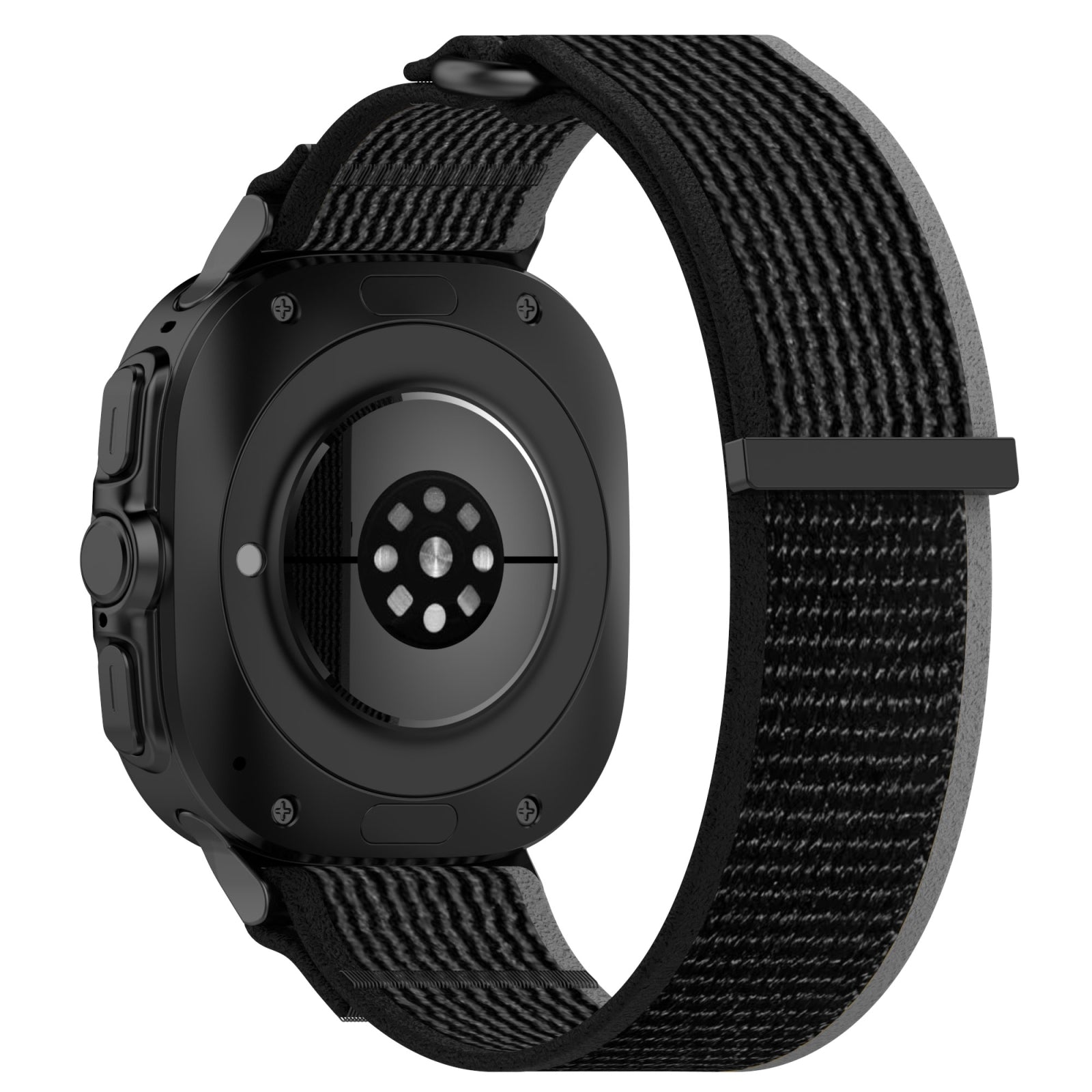 For Samsung Galaxy Watch Ultra 47mm Hook and Loop Fastener Loop Nylon Watch Band(Black+Gray)