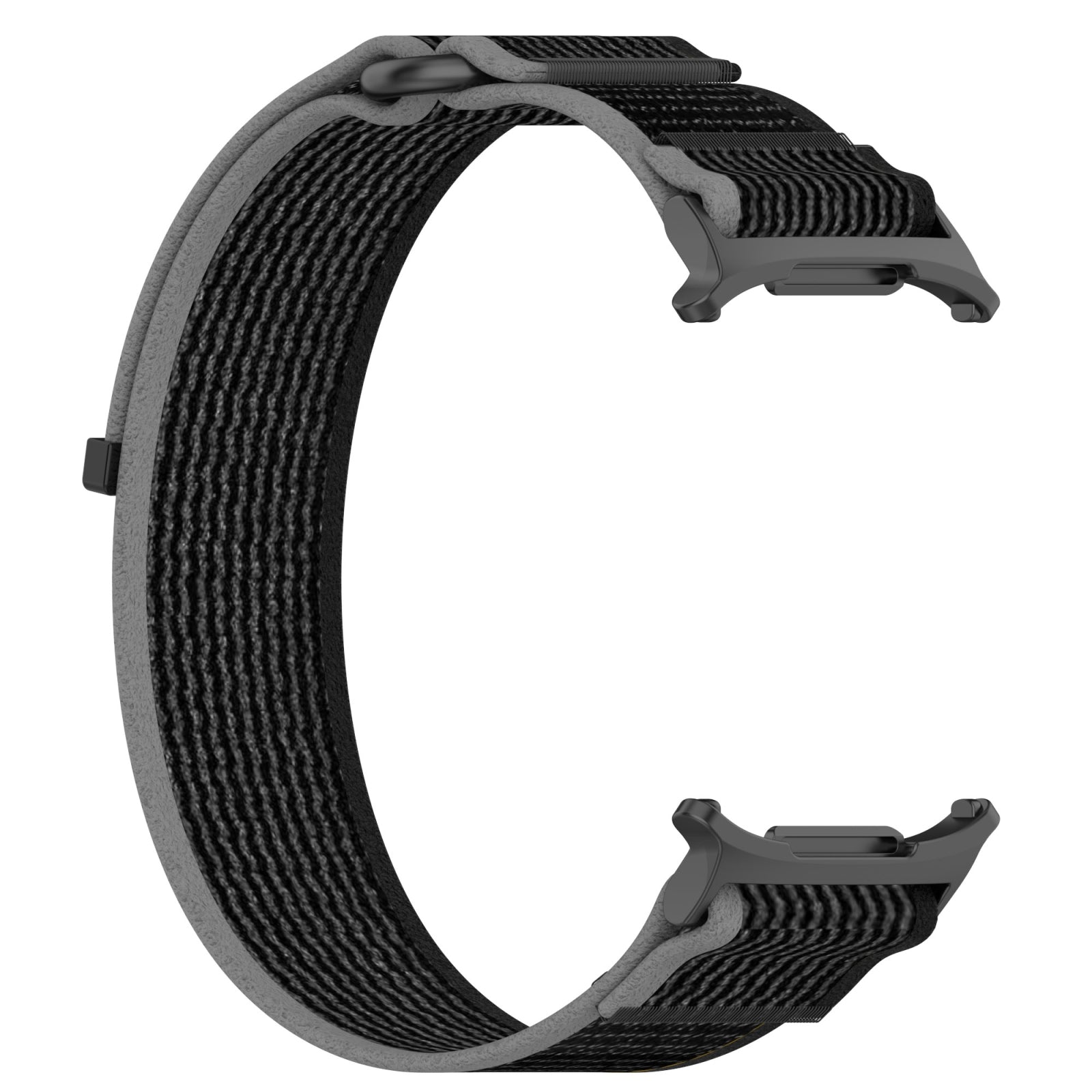 For Samsung Galaxy Watch Ultra 47mm Hook and Loop Fastener Loop Nylon Watch Band(Black+Gray)