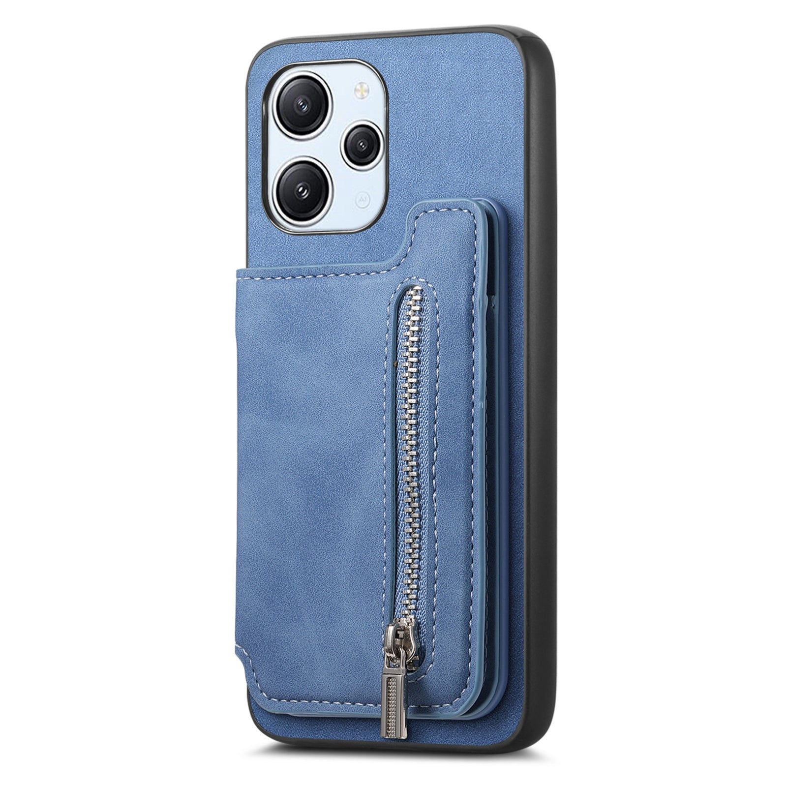 For Redmi 14C 4G Retro MagSafe Zipper Wallet Card Bag Back Phone Case(Blue)