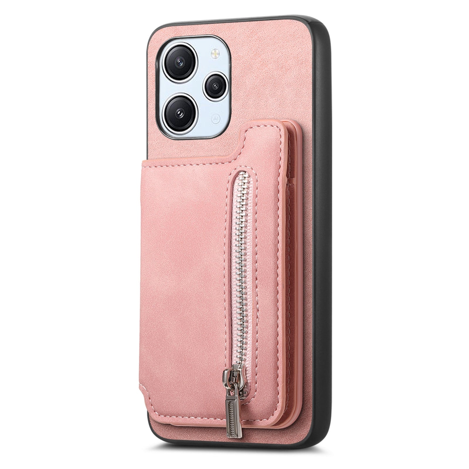 For Redmi 14C 4G Retro MagSafe Zipper Wallet Card Bag Back Phone Case(Pink)