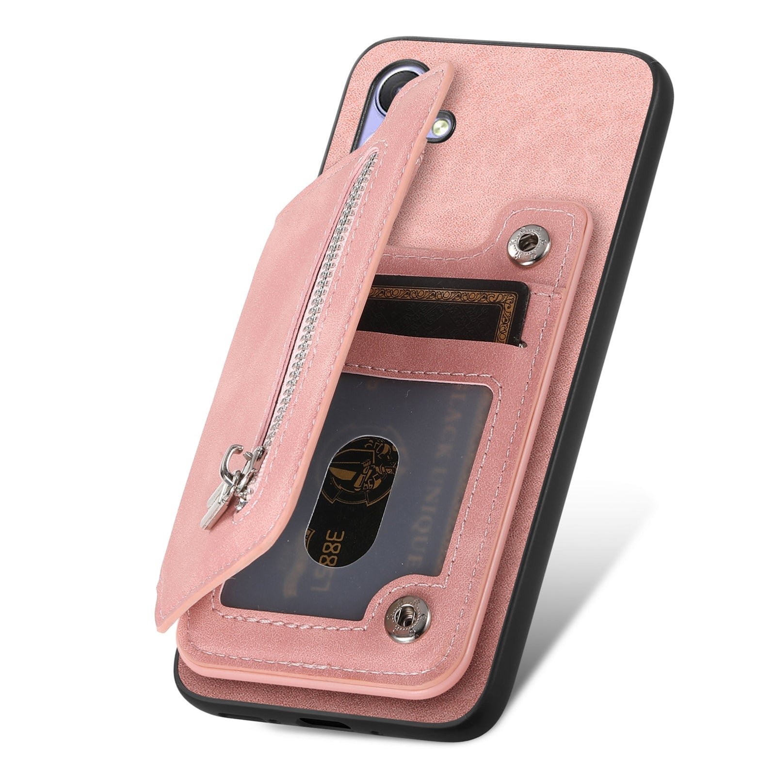 For Redmi 14C 4G Retro MagSafe Zipper Wallet Card Bag Back Phone Case(Pink)