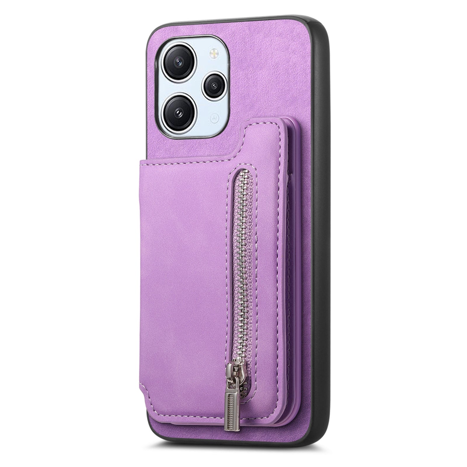 For Redmi 14C 4G Retro MagSafe Zipper Wallet Card Bag Back Phone Case(Purple)