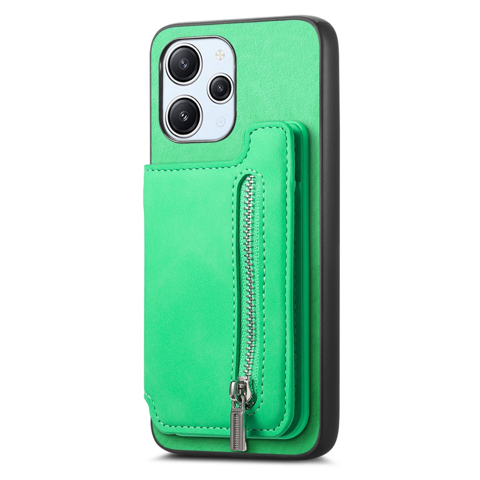 For Redmi 14C 4G Retro MagSafe Zipper Wallet Card Bag Back Phone Case(Green)