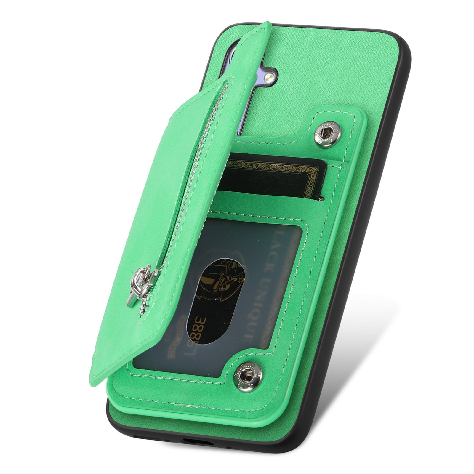 For Redmi 14C 4G Retro MagSafe Zipper Wallet Card Bag Back Phone Case(Green)