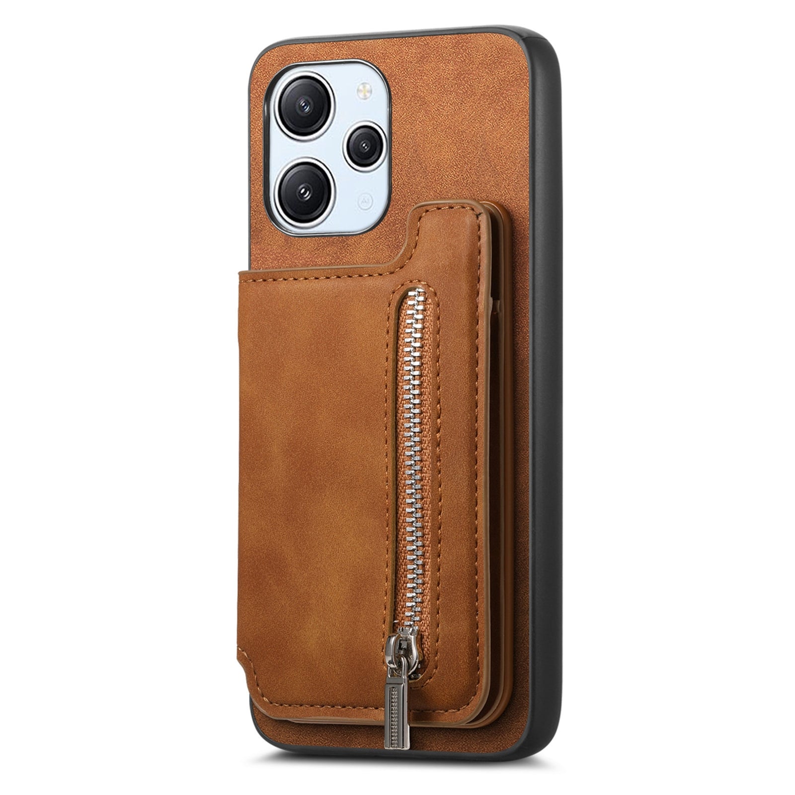 For Redmi 14C 4G Retro MagSafe Zipper Wallet Card Bag Back Phone Case(Brown)