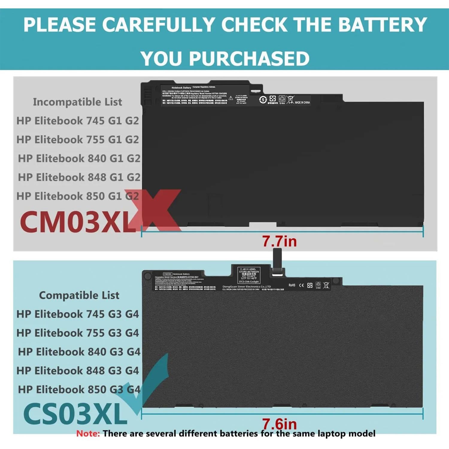 CS03XL 11.4V 46.5Wh Lap Batteries For HP Book 840G3 848G3 840G4 850G3 848G4 850G4