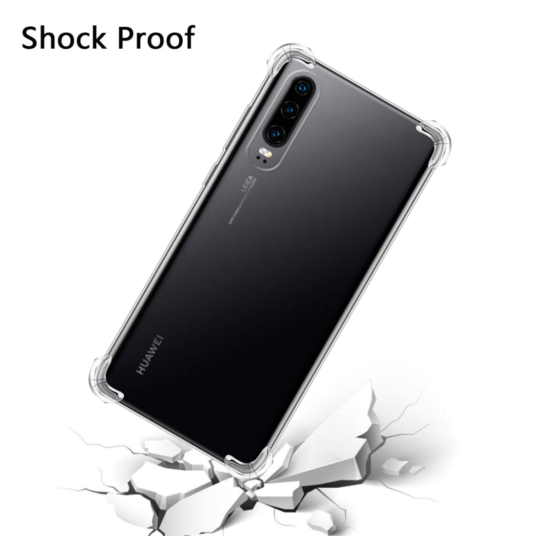 For Huawei P30 Four-Corner Anti-Drop Ultra-Thin Transparent TPU Phone Case(Transparent)