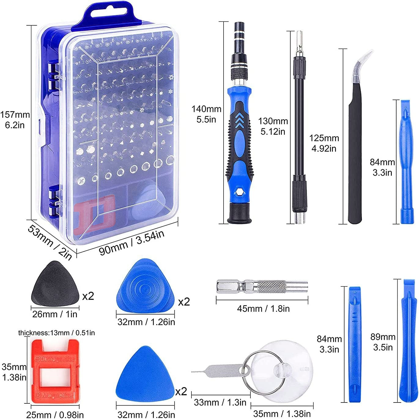 110 in 1 Magnetic Plum Screwdriver Mobile Phone Disassembly Repair Tool Blue