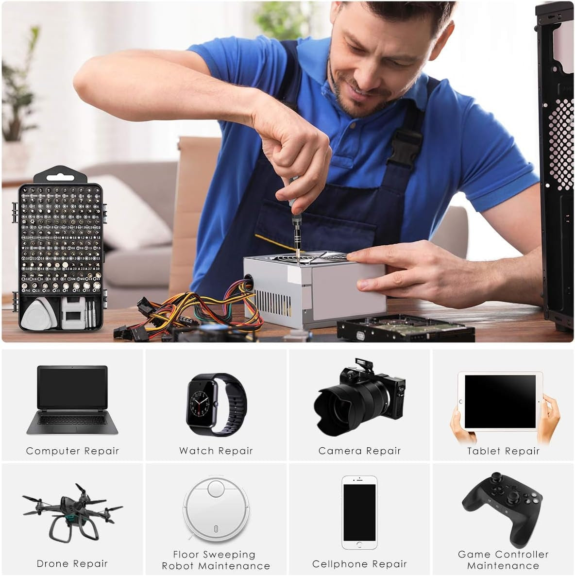 110 in 1 Magnetic Plum Screwdriver Mobile Phone Disassembly Repair Tool Black