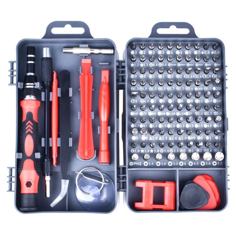 110 in 1 Magnetic Plum Screwdriver Mobile Phone Disassembly Repair Tool Dark Gray+Red