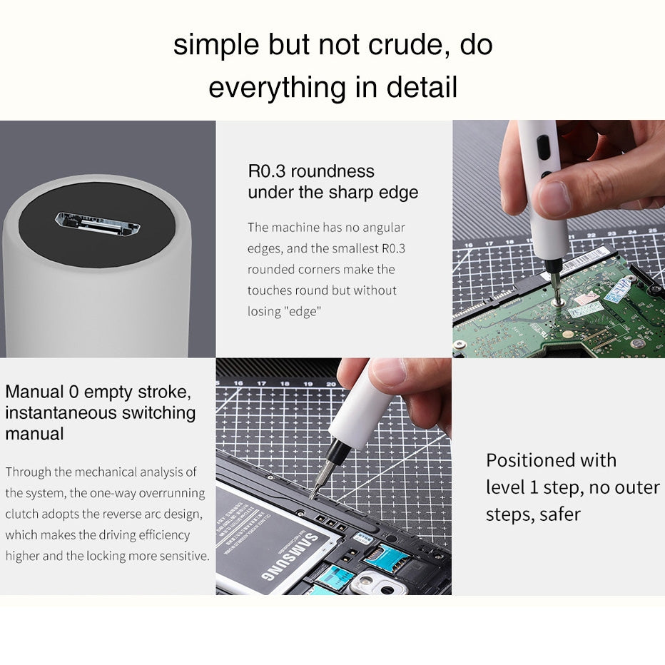 22 Bits Mini Electric Screwdriver Rechargeable Cordless Power Precision Screw Driver Kit Gray