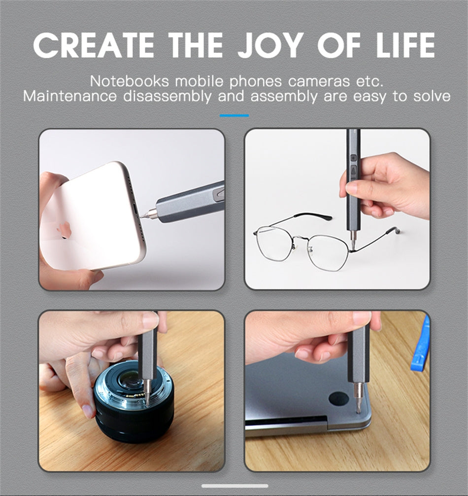 51 In 1 Rechargeable Mini Electric Screwdriver Set With 3LED Lighting Gray