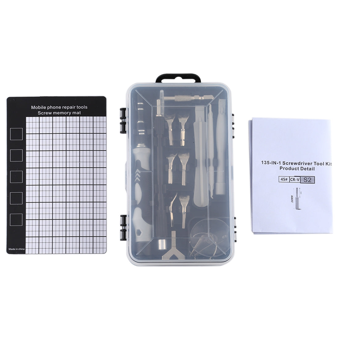 135 in 1 DIY Mobile Phone Disassembly Tool Clock Repair Multi-function Tool Screwdriver Set Black Gray