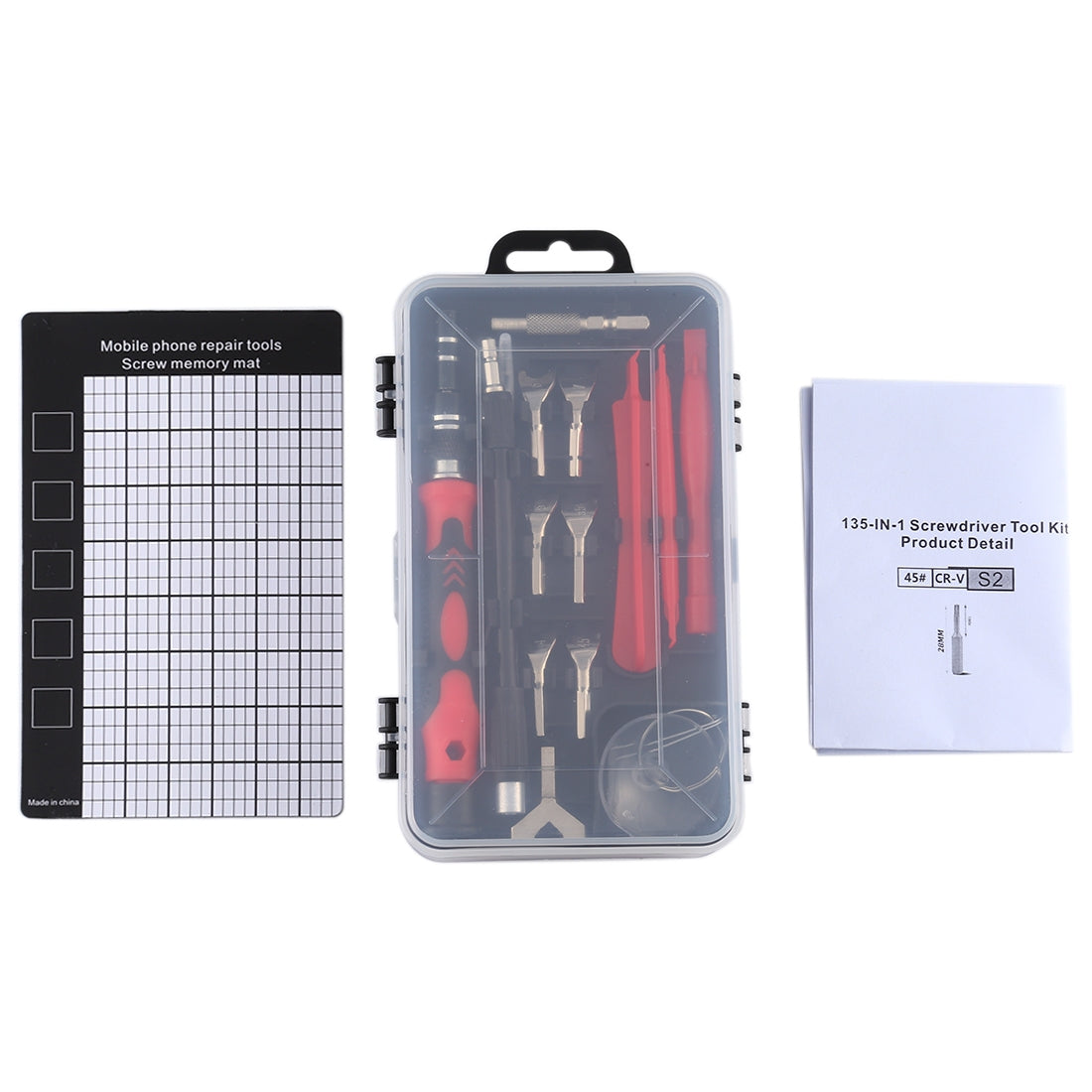 135 in 1 DIY Mobile Phone Disassembly Tool Clock Repair Multi-function Tool Screwdriver Set Black Red