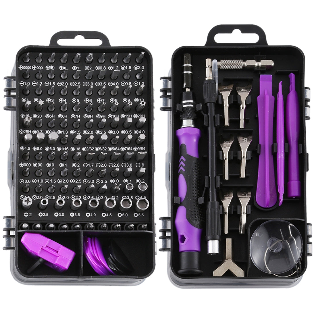 135 in 1 DIY Mobile Phone Disassembly Tool Clock Repair Multi-function Tool Screwdriver Set Black Purple