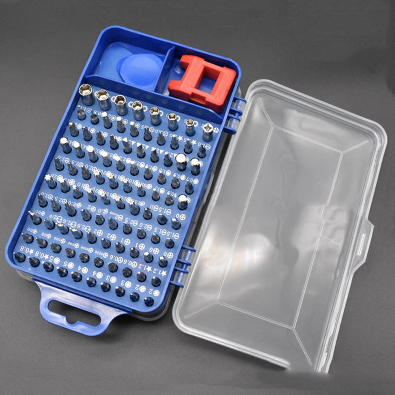 110 in 1 Watch Mobile Phone Disassembly Maintenance Tool Multi-function Chrome Vanadium Steel Screwdriver Set Blue