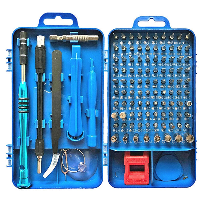 110 in 1 Watch Mobile Phone Disassembly Maintenance Tool Multi-function Chrome Vanadium Steel Screwdriver Set Blue
