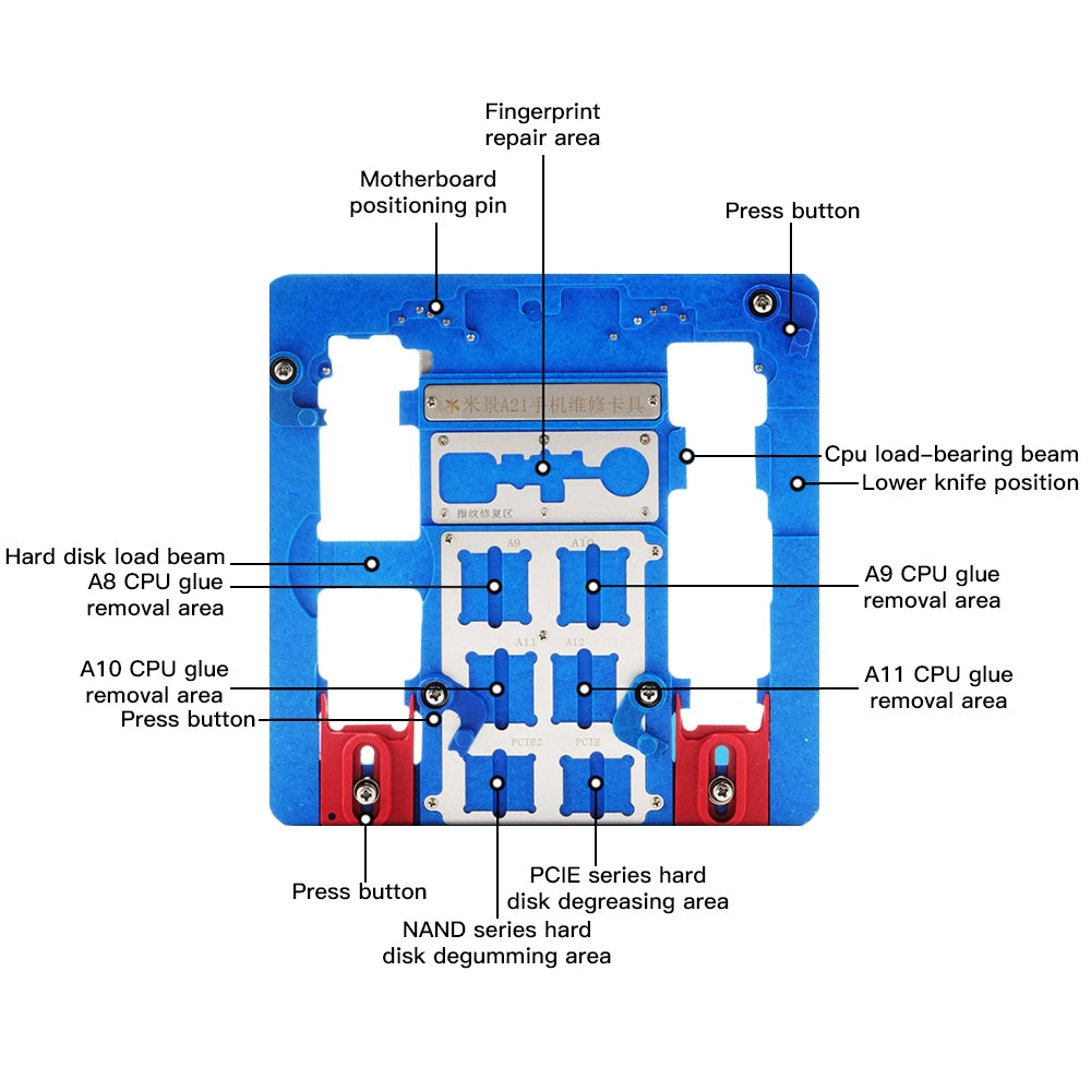 A21+ 12 in 1 Chip Fixture Repair Board PCB Holder For IPhone XR / 8 / 6 / 6S / 6S Plus / 5S / 5C