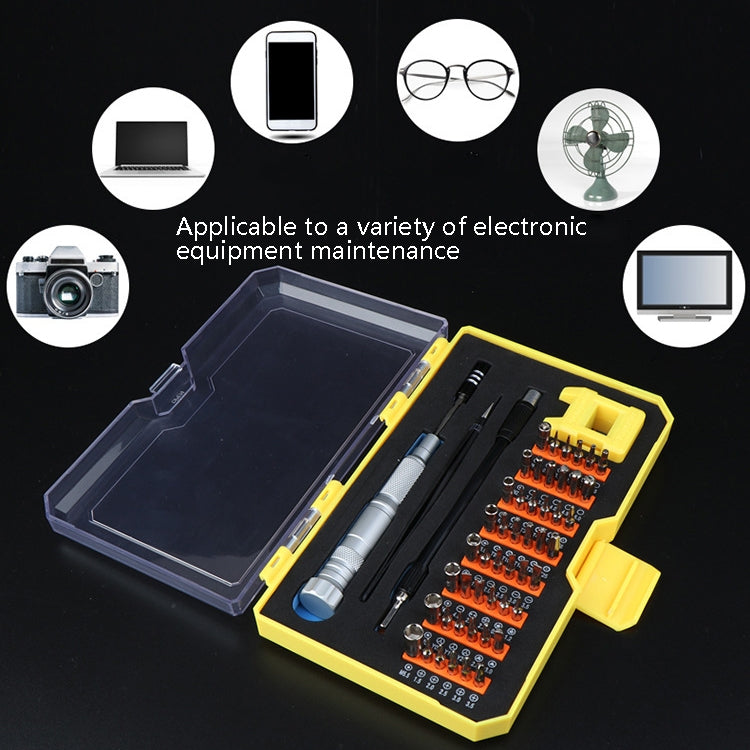 9802B 52 in 1 Aluminum Alloy Handle Hardware Tool Screwdriver Set Home Precision Screwdriver Mobile Phone Disassembly Tool Yellow Box