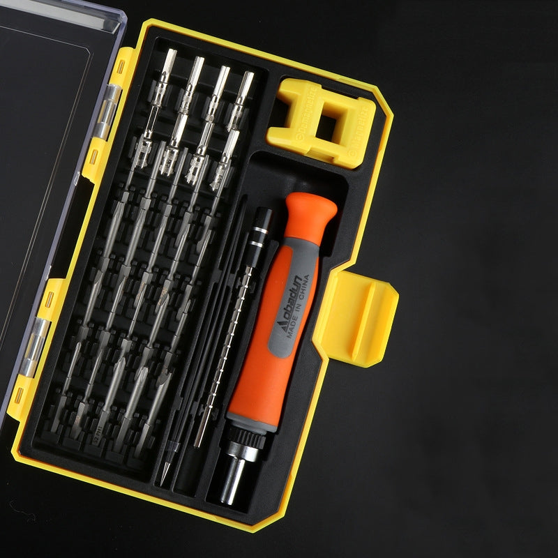 9802 31 in 1 Screwdriver Set Tool Computer Clock Precision Multi-Function Repair Tool, Series: Ratchet Handle Yellow Box
