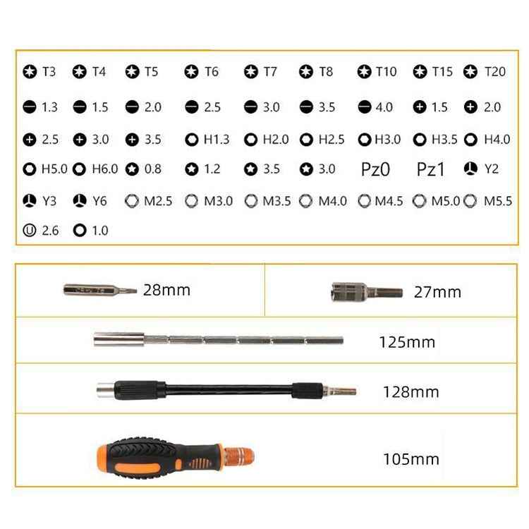 53 in 1 Multi-Function Chrome Vanadium Steel Glasses Screw Hardware Tool Orange