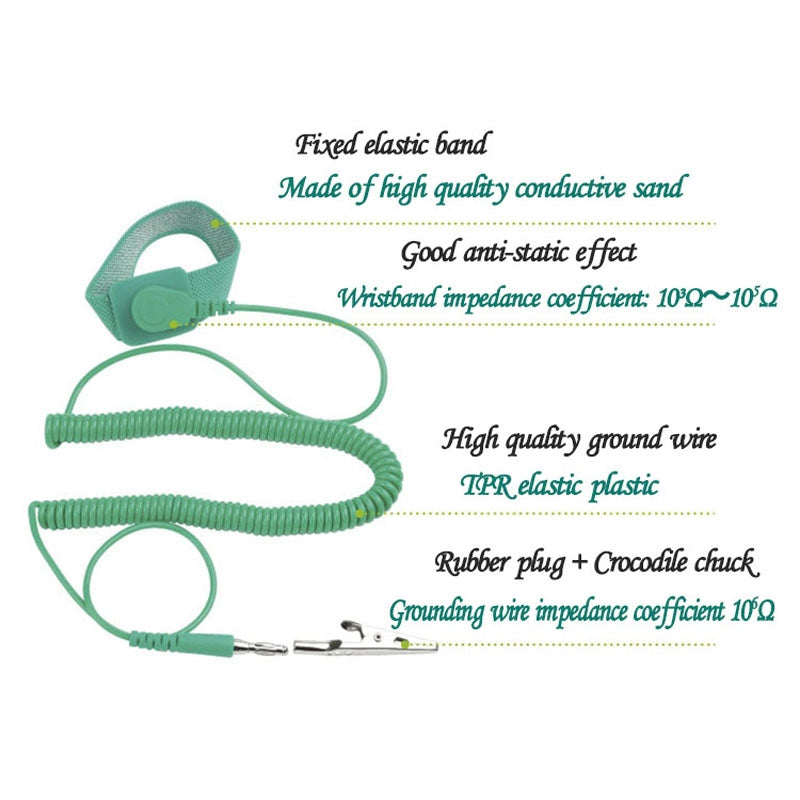 AS-611 3m TPR Elastic Plastic Anti-Static Wired Wrist Strap