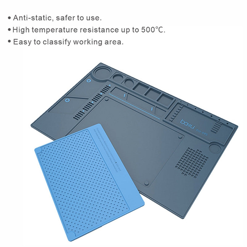 BA-695  2 in 1 TPR+Silicone Computer Phone Repair Desk Mat Heat Resistant Insulation Mat