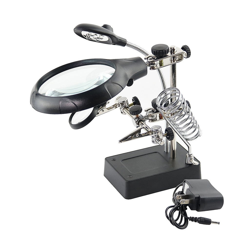 16129-C 2.5X/7.5X/10X LED Lighting Auxiliary Bracket Maintenance Magnifier US Plug