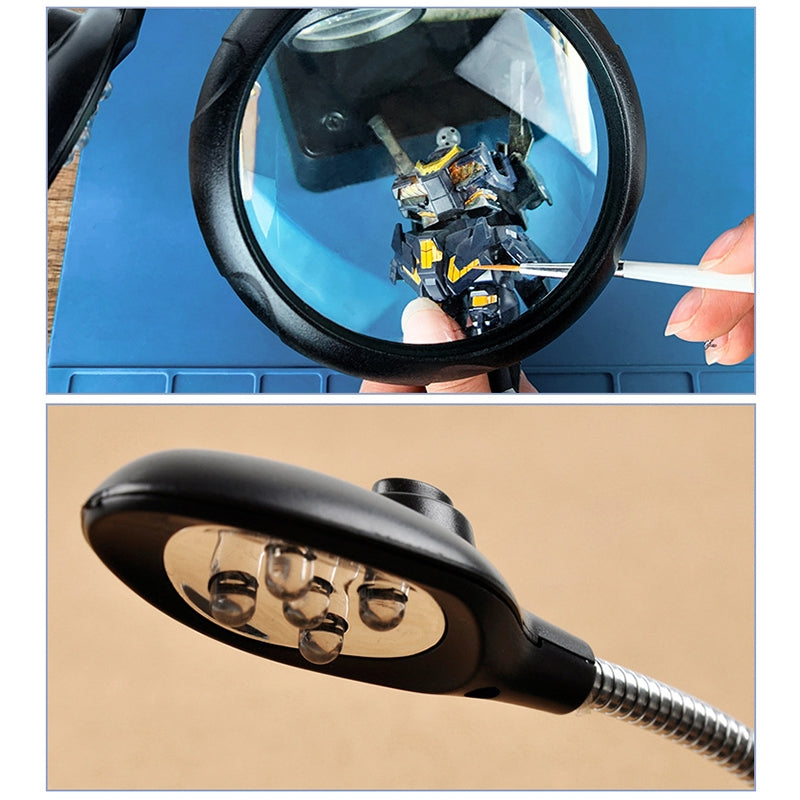 16129-C 2.5X/7.5X/10X LED Lighting Auxiliary Bracket Maintenance Magnifier EU Plug