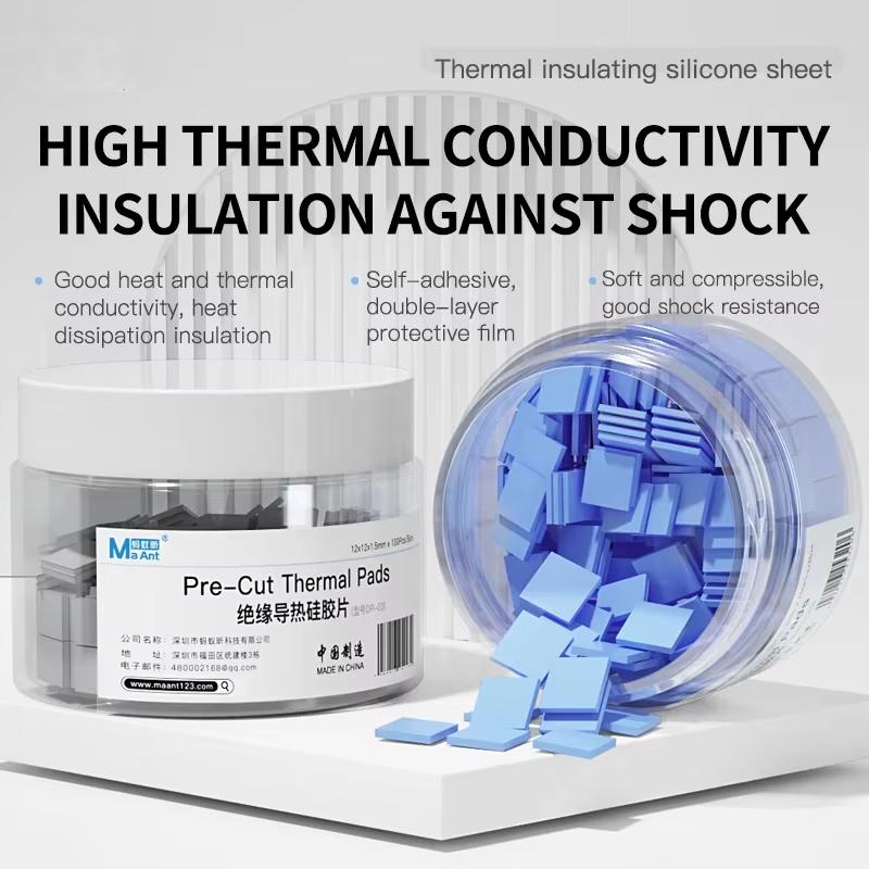 DR-03 100pcs /Box Insulating Thermal Conductive Silicone Spacer CPU Thermal Spacer Blue