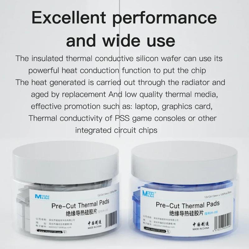 DR-03 100pcs /Box Insulating Thermal Conductive Silicone Spacer CPU Thermal Spacer Blue