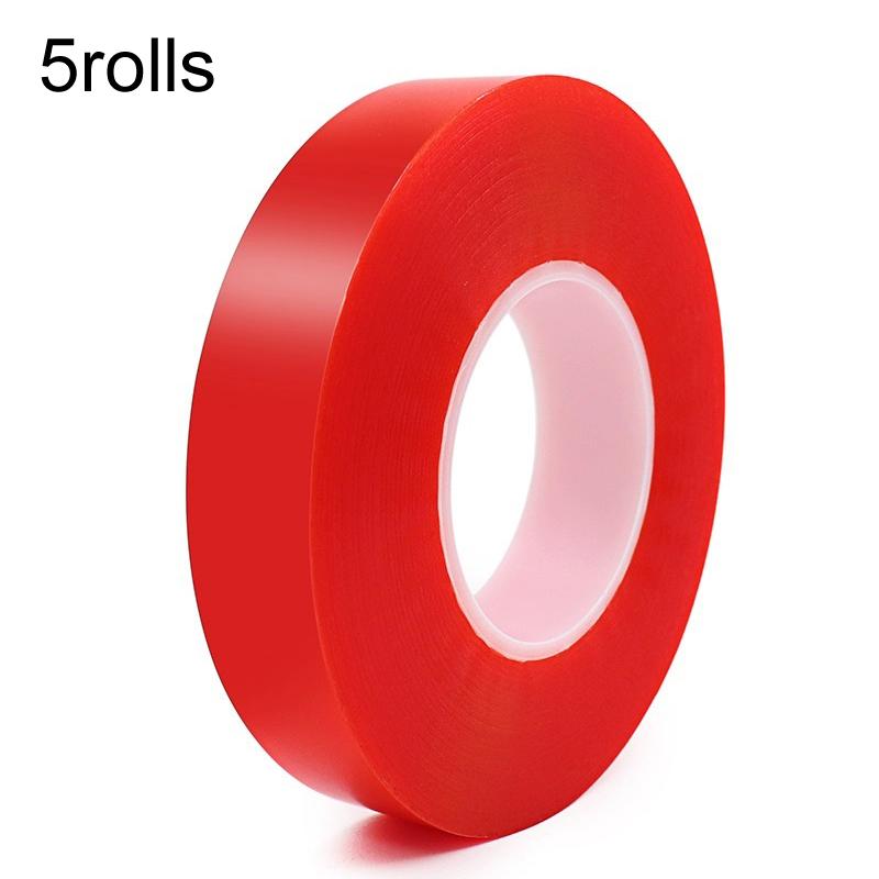 5rolls 0.2mm Thick Acrylic Polyester PET Double Sided Adhesive Tape, 10m/roll, Width: 5mm