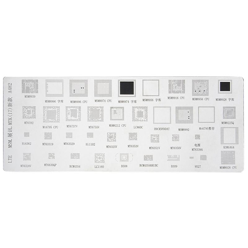 4pcs Solder Paste Stencil Universal Mobile Phone BGA Reballing Stencils 55 Multi-Purpose Steel Mesh, Model: A482+A467+A508