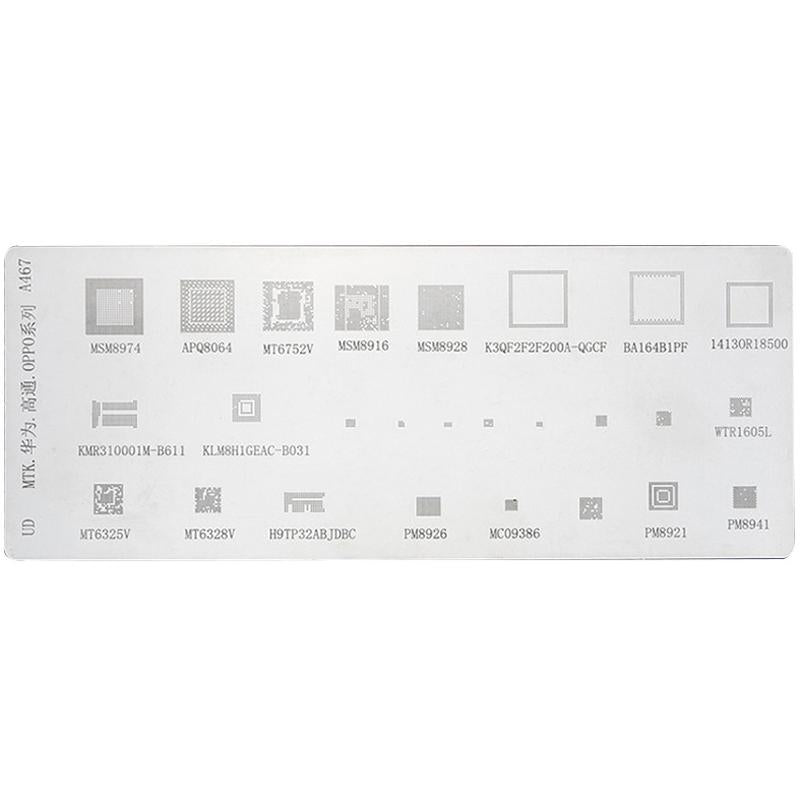 4pcs Solder Paste Stencil Universal Mobile Phone BGA Reballing Stencils 55 Multi-Purpose Steel Mesh, Model: A482+A467+A508