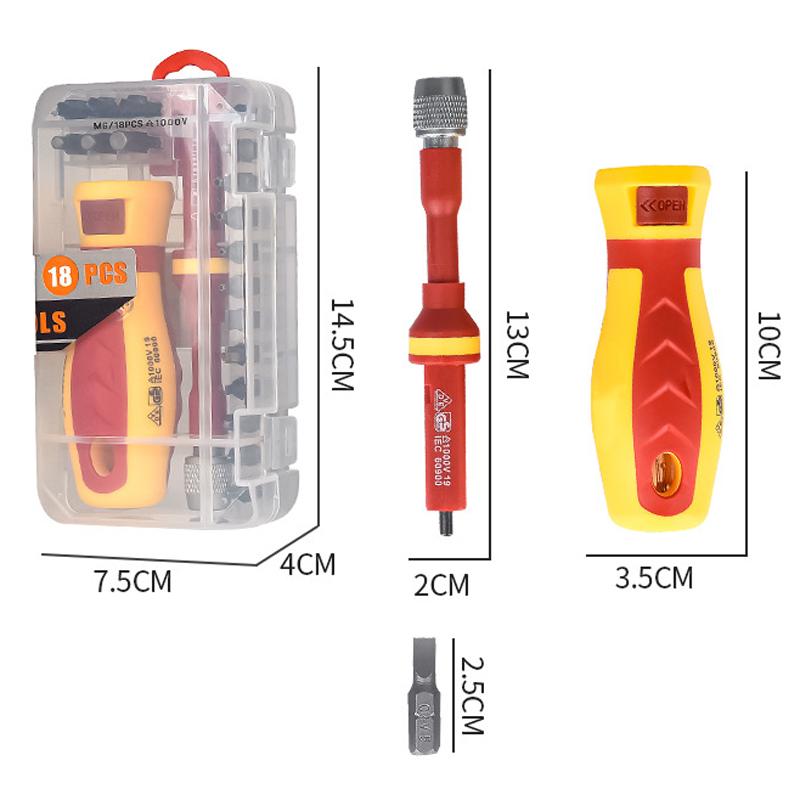 18pcs /Set Multi-Purpose Telescopic Screwdriver Tester Bit Combination M18