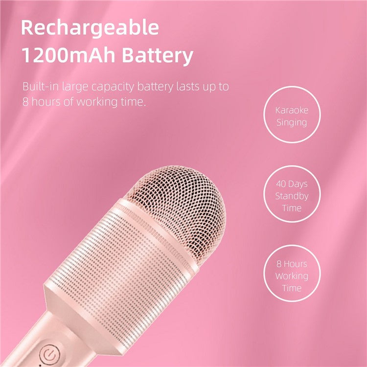 SOAIY MC8 Wireless Karaoke Microphone Bluetooth Speaker Handheld Singing Recording Mic - Pink