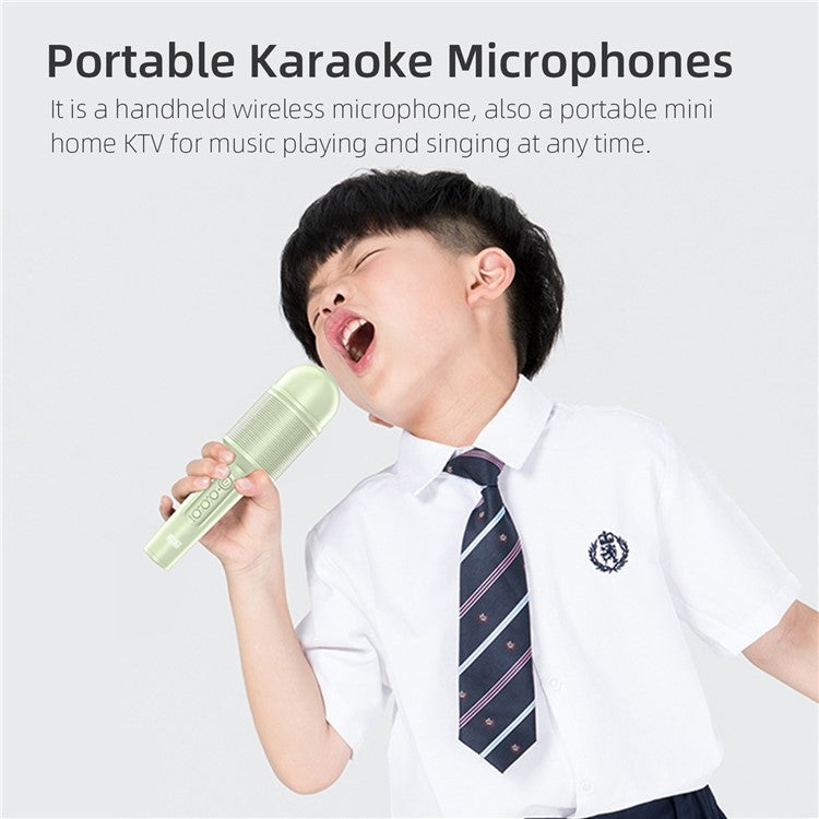 SOAIY MC8 Wireless Karaoke Microphone Bluetooth Speaker Handheld Singing Recording Mic - Pink