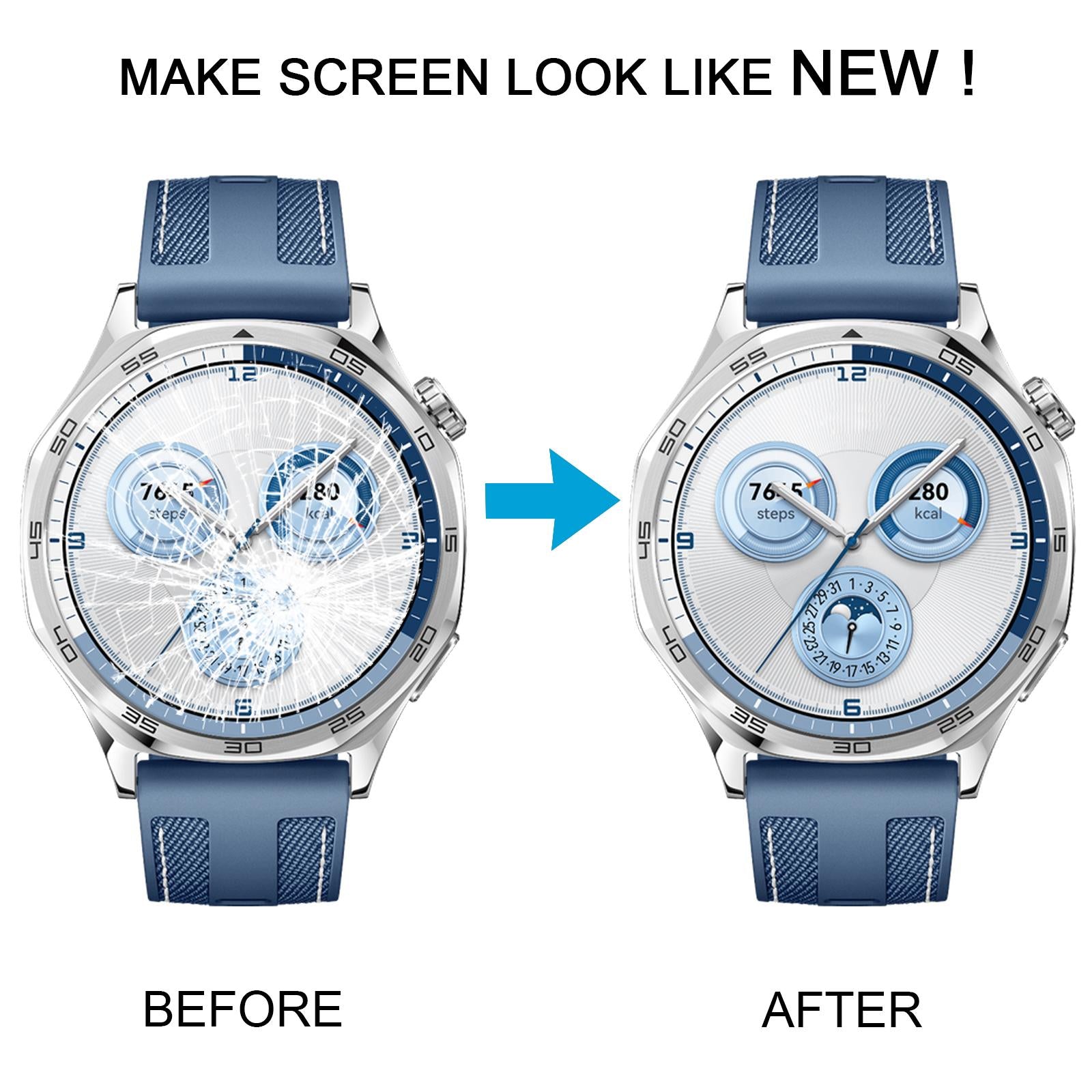 For Huawei Watch GT 5 46mm Front Screen Outer Glass Lens  Blue