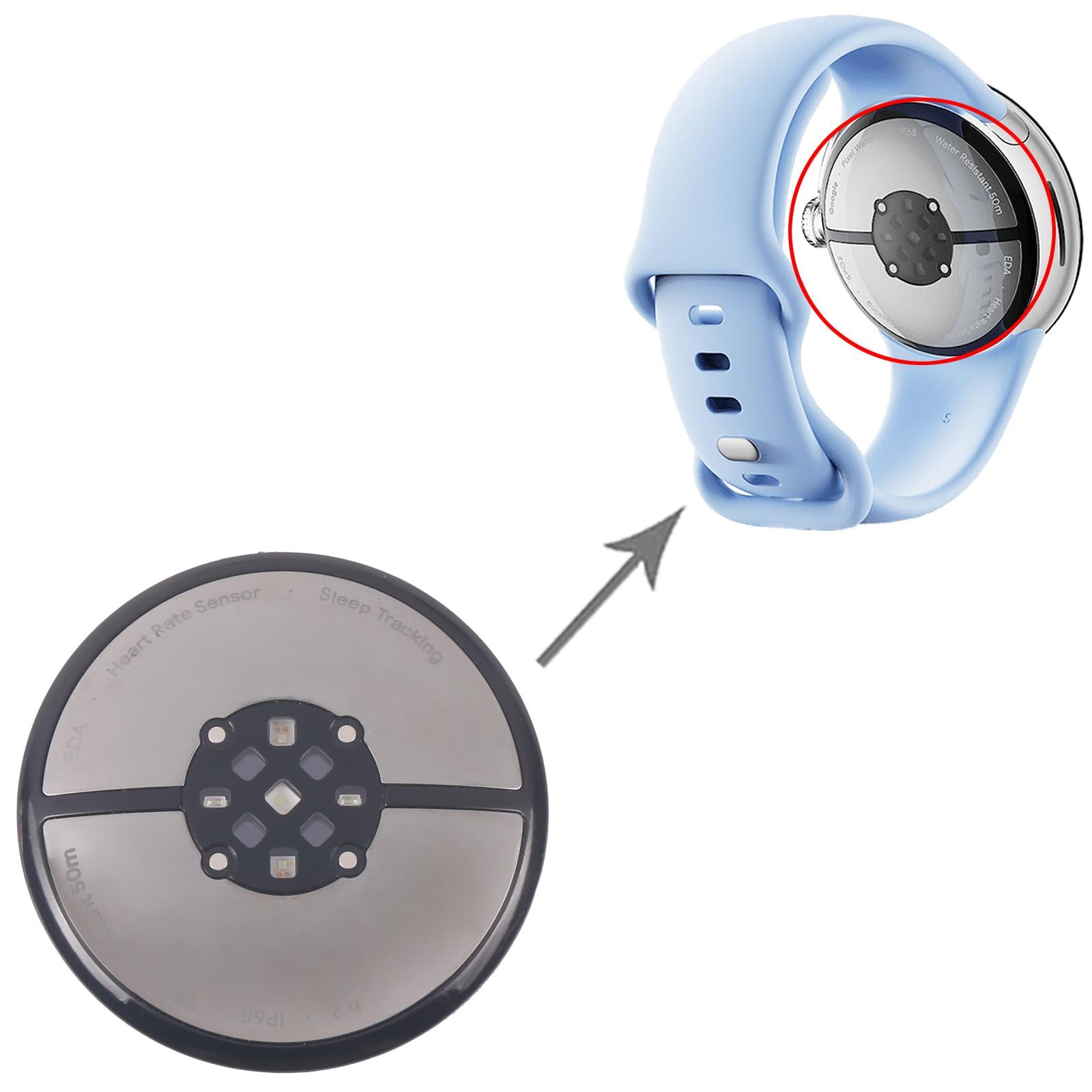 For Google Pixel Watch 2 2023 G4TSL GC3G8 GD2WG Back Cover With Charging Module