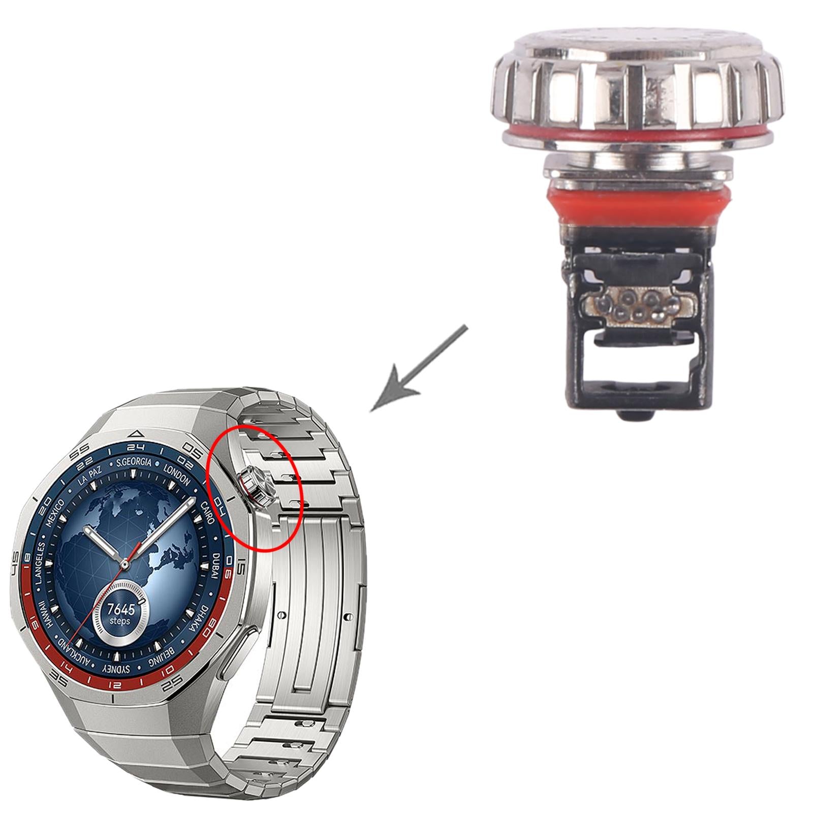 For Huawei Watch GT 5 Pro 46mm Watch Crown Nut  Silver